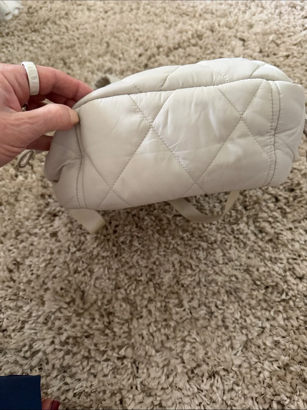 Vera Bradley Quilted Mini Backpack in Cream